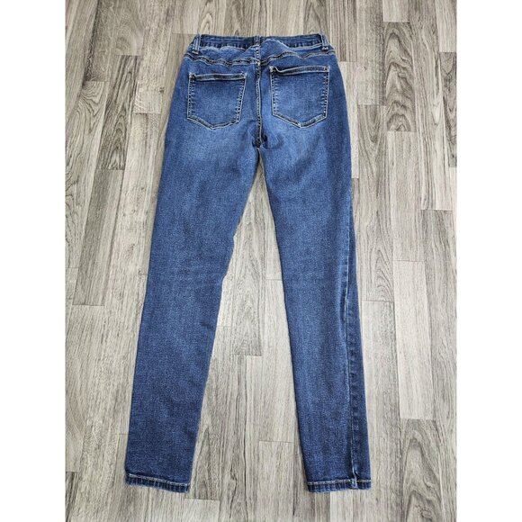 (3/$35) Maurices Jeans Womens Small High Rise Blue Denim Button Fly Distressed - Picture 2 of 11